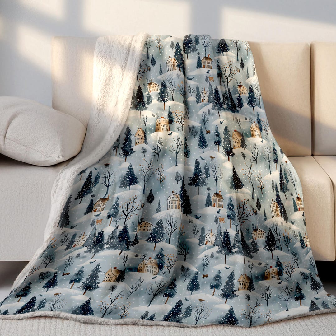 Snowy Village Cheer Quilted Blanket NCU0VL822 main image 0