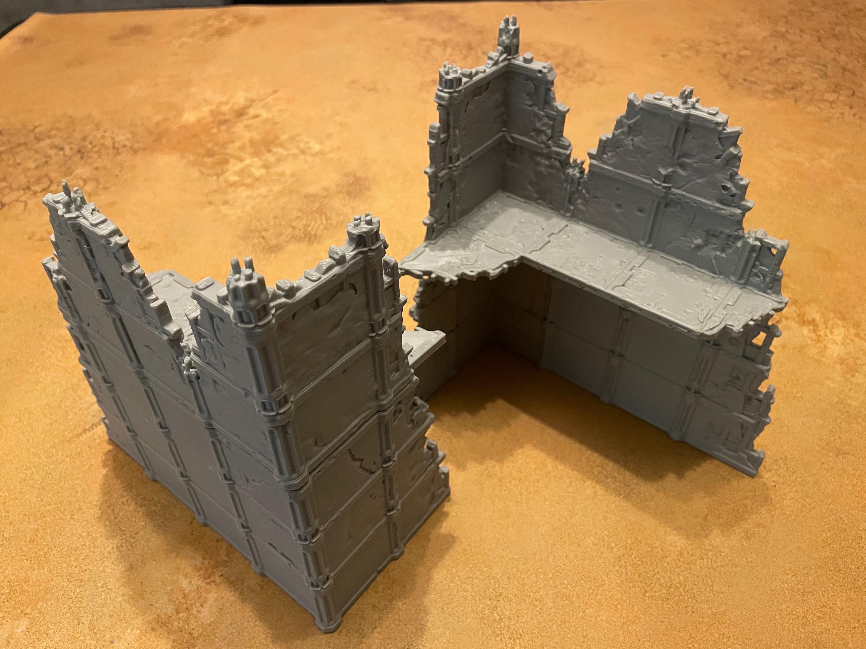 Tabletop Terrain Set "imperial Ruins High" / Compatible With Warhammer 40K GW Layout 10th Edition / Tabletop Terrain / Tournament Terrain