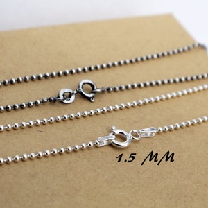Ball Chain Necklace 18&quot;Sterling Silver 1.5 mm