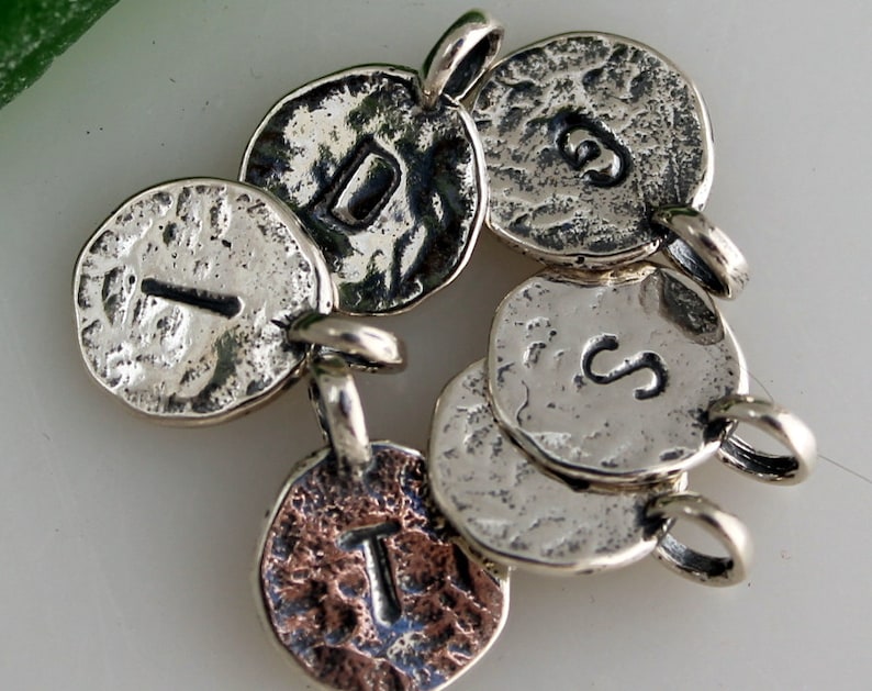 Initial Charm Round in Sterling Silver image 1