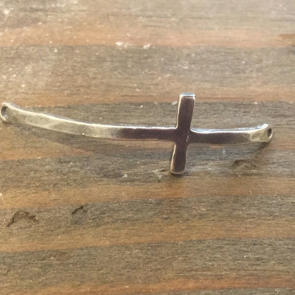 Delicate Sterling Silver Sideways Cross Bracelet - Minimalist Religious Jewelry Link