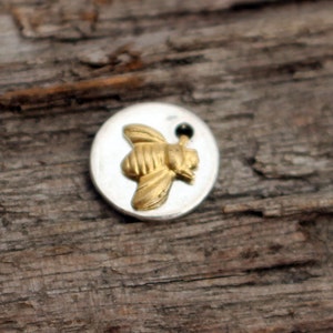 Tiny Bee Charm Two Tone Sterling Silver Gold Fill