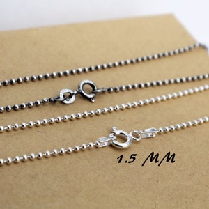 Ball Chain Necklace 16&quot; 1.5 mm Sterling Silver
