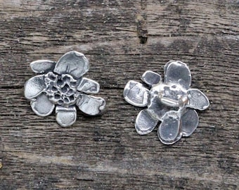 Grote sluiting met bloemknop, sterlingzilver