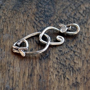 Clasp Hook and Eye Small with Heart Sterling Silver