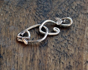 Clasp Hook and Eye Small with Heart Sterling Silver