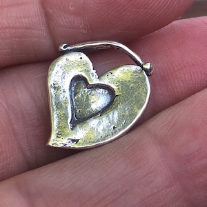 Heart Charm Large Artisan Sterling Silver CH101