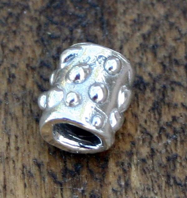 Spacer Bead Sterling Silver Artisan Small Bumpy Bead Slide SL86