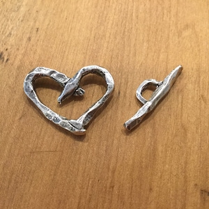 Rustic Heavy Heart Toggle Sterling Silver