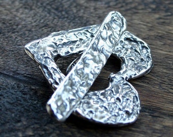 Knebelverschluss in Herzform aus Sterlingsilber T220