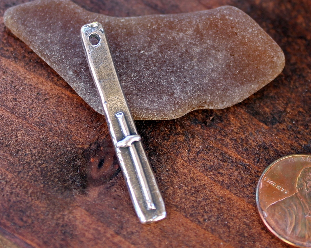 Long Rectangular Cross Charm Sterling Silver