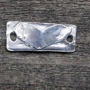 Rechthoekige hartvormige schakelarmband van sterling zilver Focal