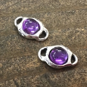 Amethyst cabochon Link Sterling Silver