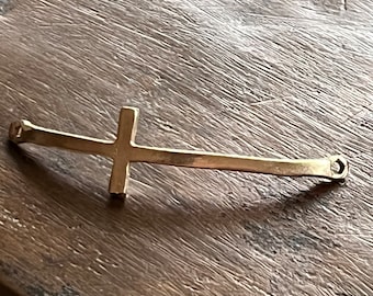 Sideways Cross Bronze Bracelet Link