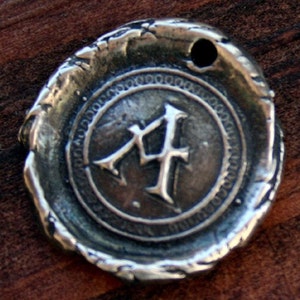 Wax Seal Style Initial Charm in Sterling silver