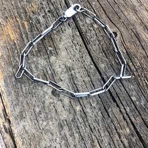 Sterling Silver Necklace Paper Clip Necklace/Bracelet Drawn Cable Necklace Chain 10.7 x 3.2