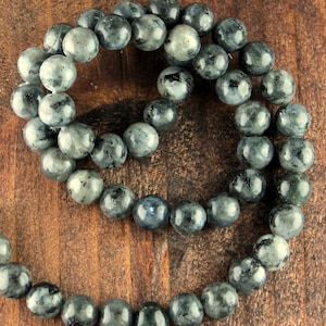 Stones Grey 8 mm 14&quot; Strand Black Labradorite