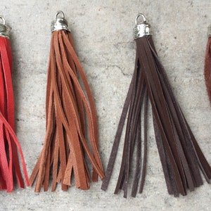 Tassel Leather Sterling Silver .925 Cap Boho Tassel