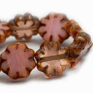 Sale Czech Flat Flower Beads Amethyst  9 mm