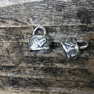 Large Organic Heart  End Caps Sterling TWO   002/EC50