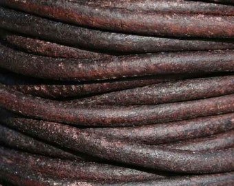 4 mm Dk. Antique Brown Leather Cord 1 yd