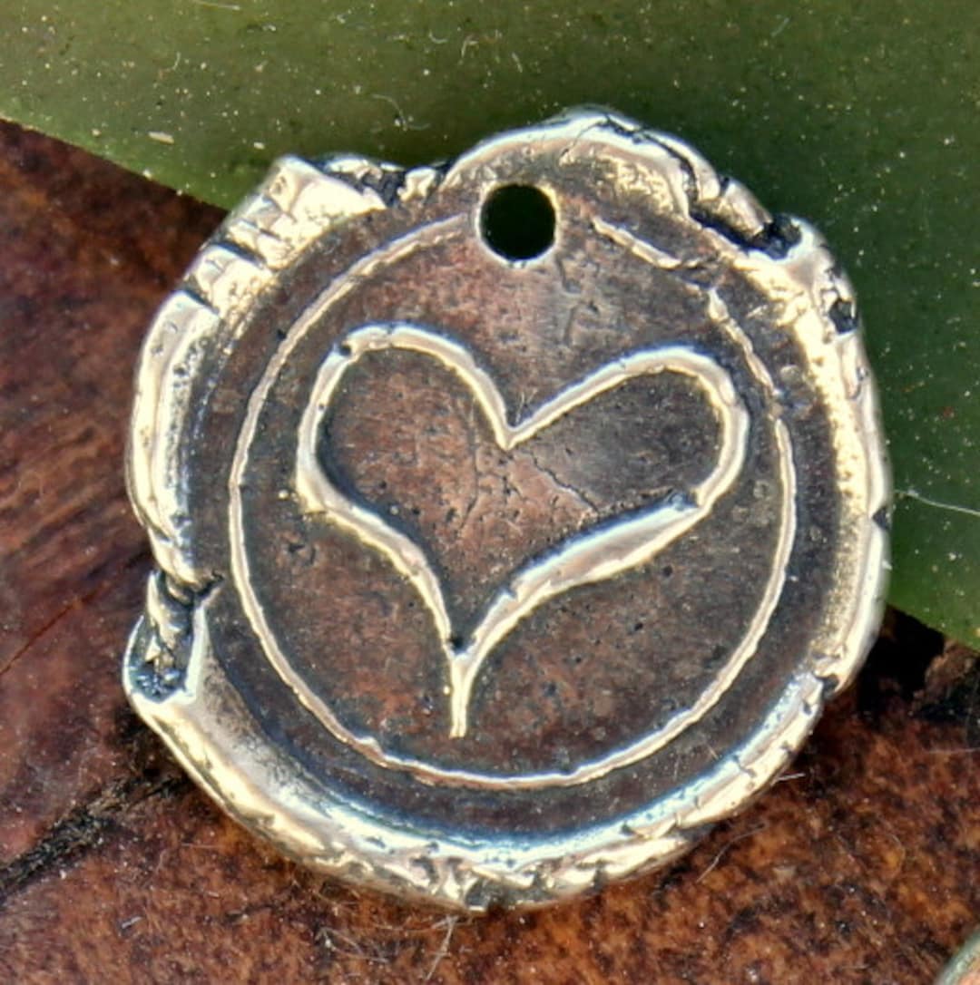 Waxing Poetic Style Heart Seal Charm in Sterling Silver - Etsy