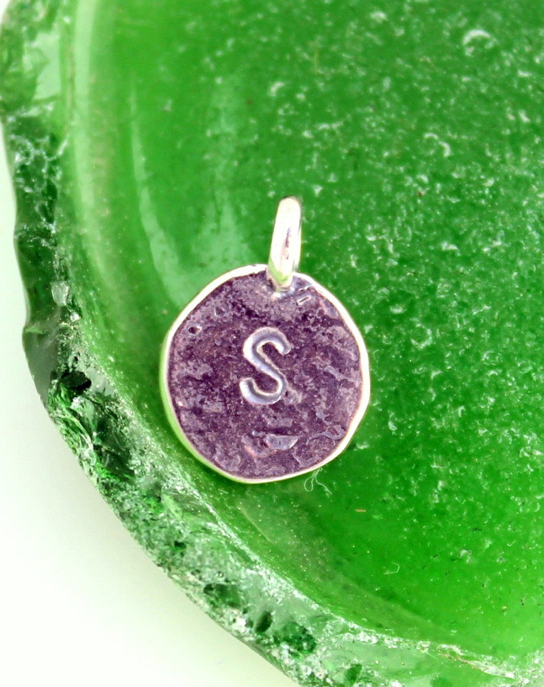 Initial Charm Round in Sterling Silver image 2