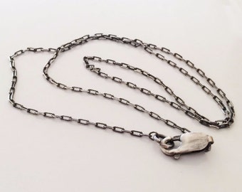 Necklace Sterling Silver Oxidized Drawn Cable Chain 3.6x1.7mm