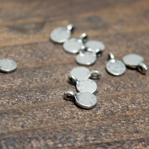 Teeny Tiny Sterling Silver Round Dangle Charms TEN