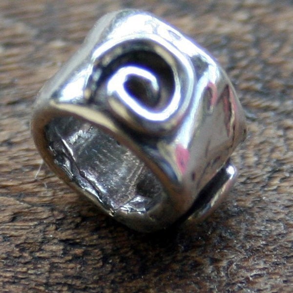 Swirl Bead Artisan Sterling Rustic BEAD Spiral Slide /34016