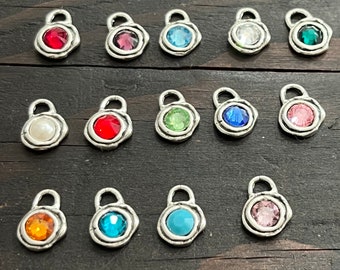 Birthstone Charms Sterling and Swarovski Crystals BS1