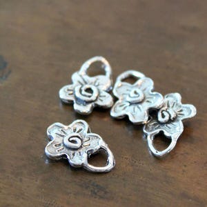 Flower Charm With Swirl Sterling Silver Artisan CH11 - Etsy