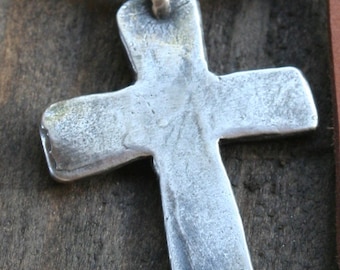 Handcrafted Large Rustic Sterling Silver Cross Pendant - Artisan Religious Jewelry Statement Piece