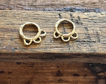 TWO Smaller Earring Components Bronze Organic  002/E09