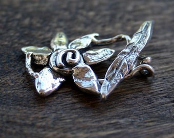 Flower Toggle Sterling Silver Artisan T330