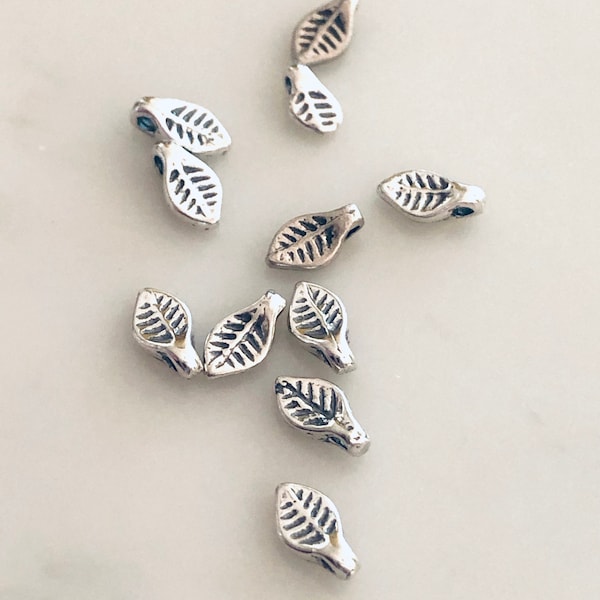 Leaves THREE Tiny Sterling Silver Charms