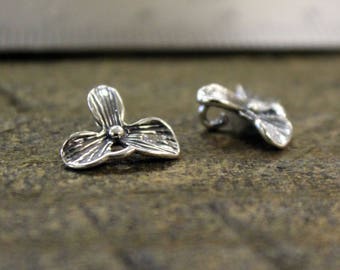 Two flower Links or Earring Components Sterling Silver