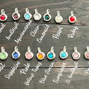 Birthstone Charms Rustic Sterling Silver Birth stone Charm