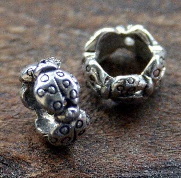 Ladybug Slide Sterling Silver Lady Bug Bead 32022 Etsy