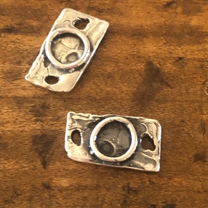 Cabochon Link Rectangle Sterling Silver Bracelet Link Earring Components