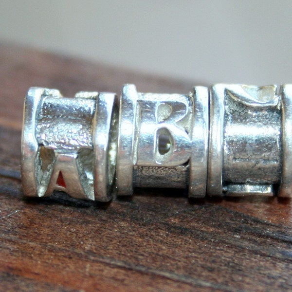 Initial Bead Sterling Silver Letter Slides European Bead