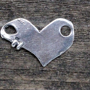 Large Stitched Heart  Link Sterling Silver