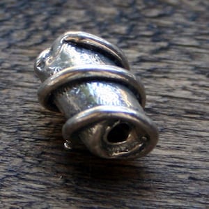 Bead Stringing Spiral Artisan sterling Silver Bead
