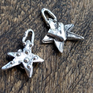 Star Dotted Heart Sterling Charm Artisan Handcrafted  001/CH431