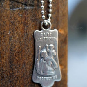 Miraculous medal St. Christopher Vintage Replica in Sterling