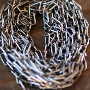 Paper Clip Chain inch Sterling Silver Oxidized Drawn Cable Chain 6 x 2.5