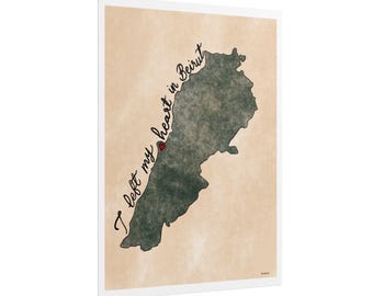 Beirut Lebanon Map Art Print: &quot;I Left My Heart in Beirut&quot;