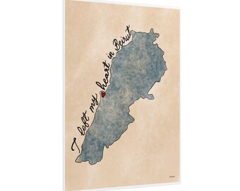 Beirut Lebanon Map Art Print: &quot;I Left My Heart in Beirut&quot;