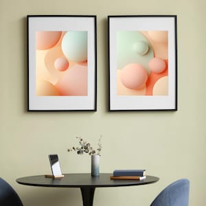 Minimalist Circle Pastel Abstract Wall Art Prints | 4 Images Digital Download | High-Resolution Wall Art