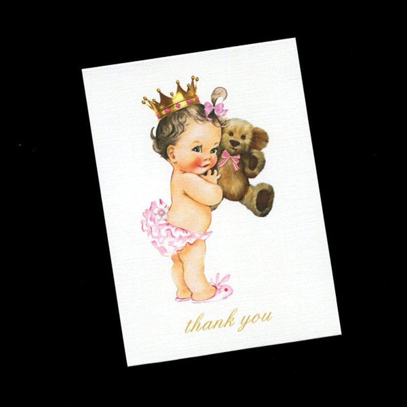 Princess Baby Girl Thank You Cards Baby Shower Thank You Cards Pink Blank Note Cards